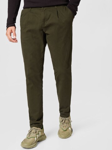 Coupe slim Pantalon à pince 'Cam' Only & Sons en vert : devant