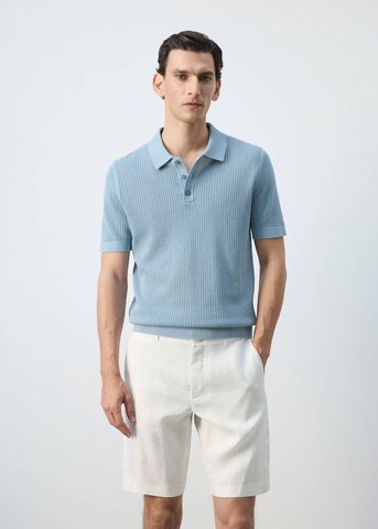 MANGO MAN Shirt 'Pointele' in Blue: front