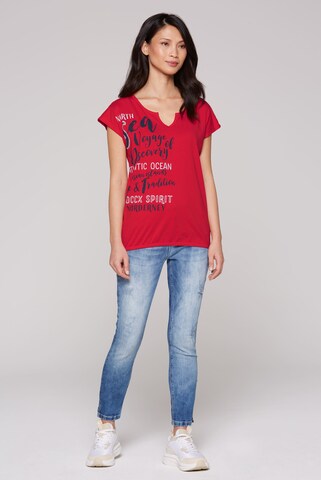 Soccx Ärmelloses Shirt mit Print und Elastiksaum in Rot