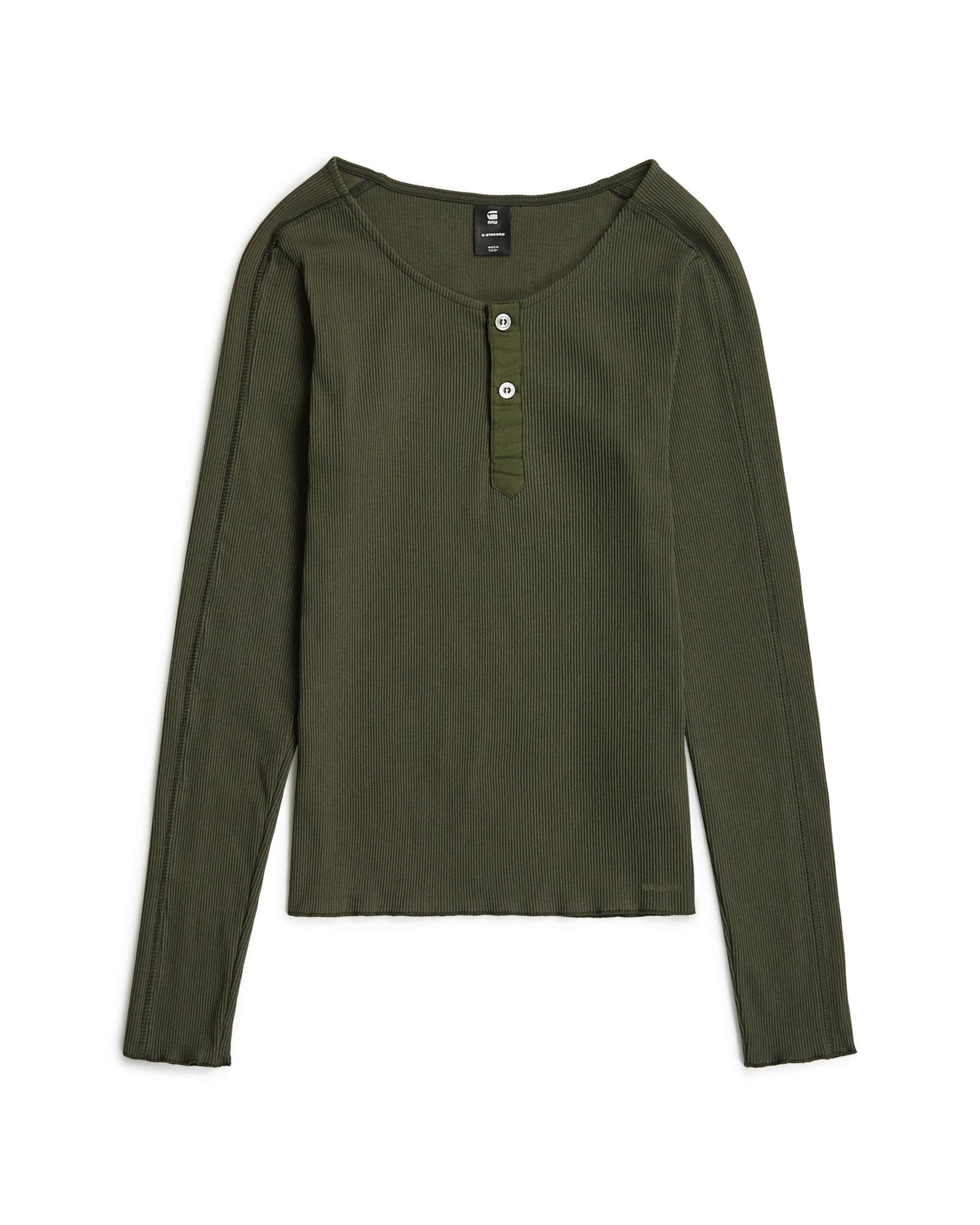 G-STAR T-shirt 'Slim Henley Long Sleeve' en gris, Vue avec produit