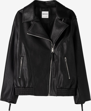 BershkaPrijelazna jakna - crna boja: prednji dio