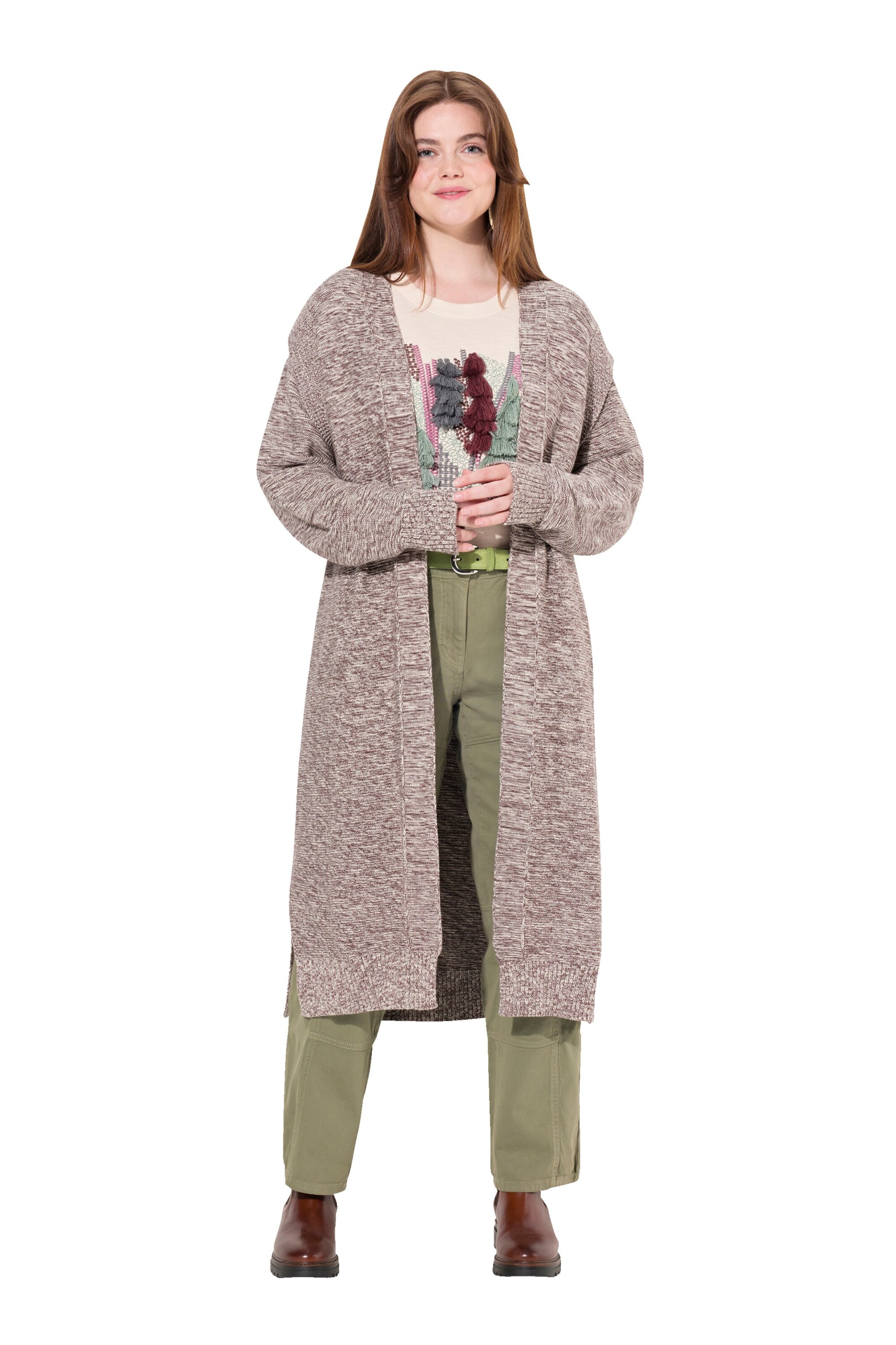 Ulla Popken Gebreid vest in Bruin: voorkant