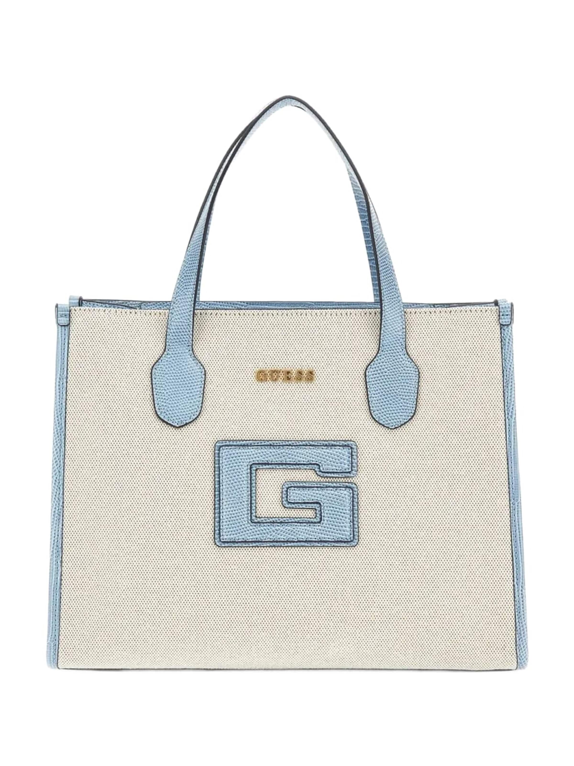 GUESS Cabas 'Guess Cabas G Status 2 Natural/Light Denim' en One Size en beige, Vue avec produit