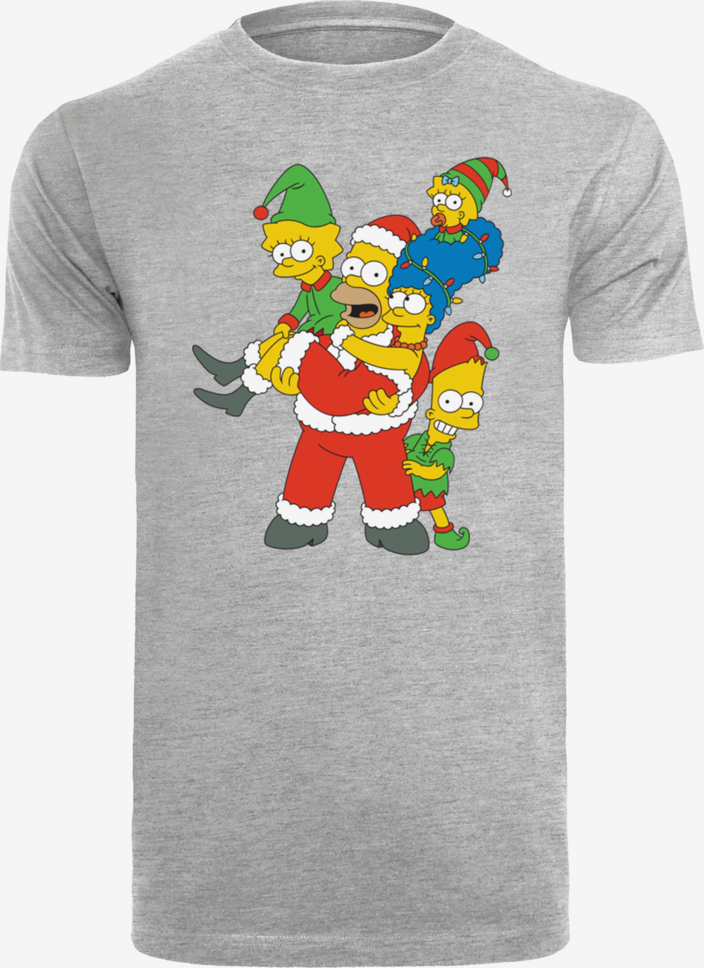 F4NT4STIC Shirt 'The Simpsons Christmas Family' in Mottled Grey | ABOUT YOU