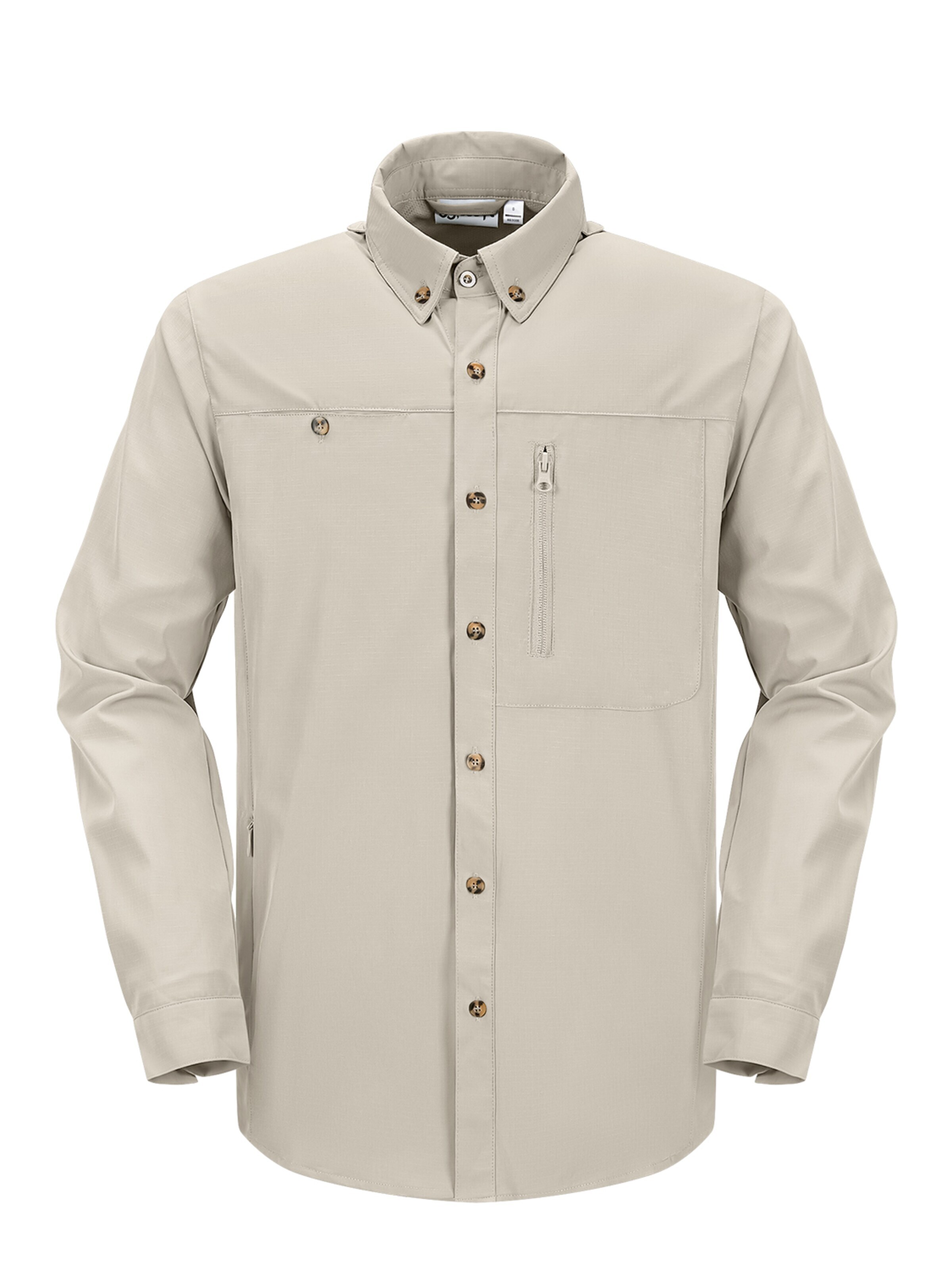 33,000ft Regular fit Athletic Button Up Shirt '33,000ft Men's Long Sleeve Shirts' in Beige: front