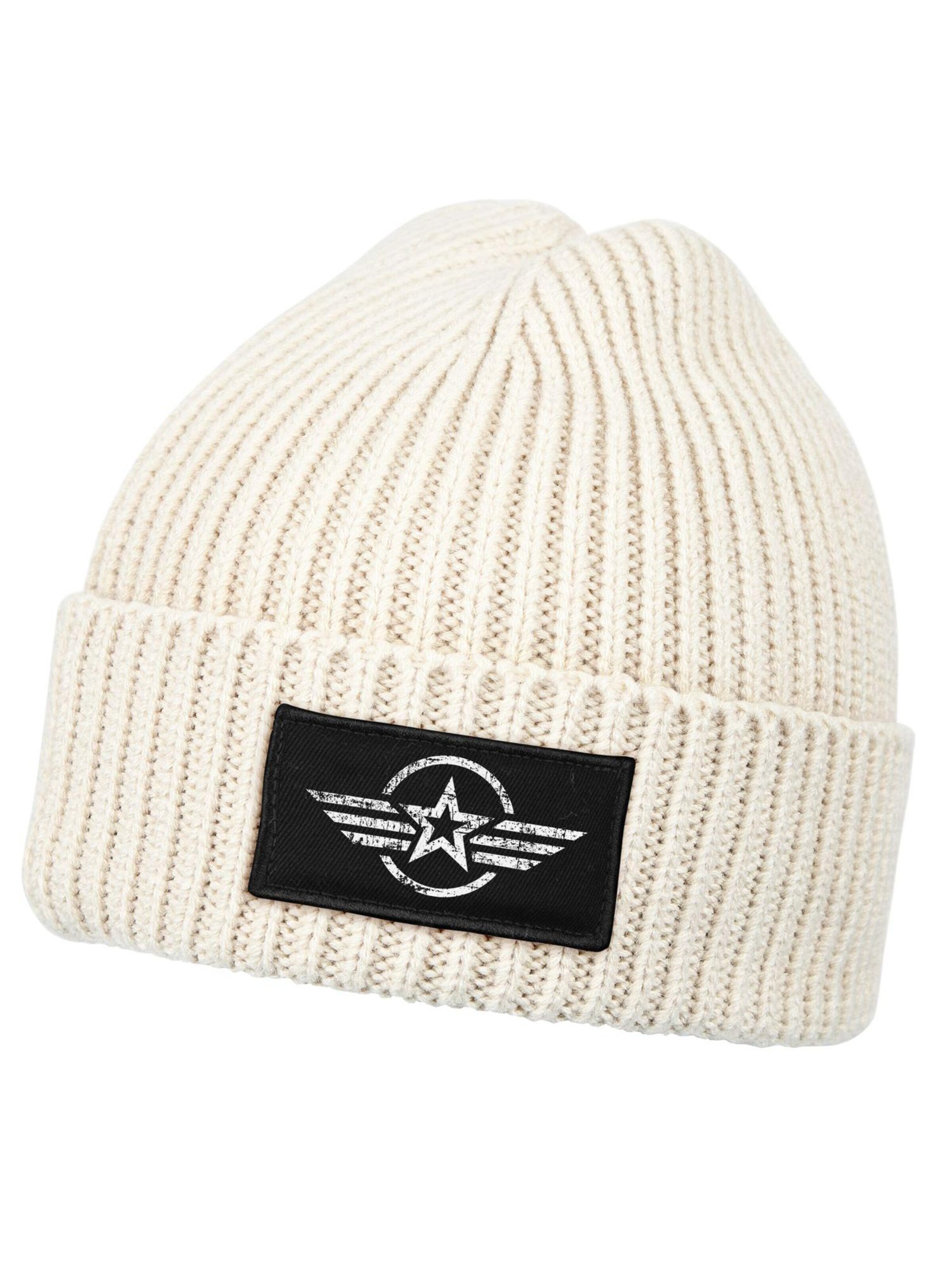 Neverless Beanie 'Airforce Wings' in Beige