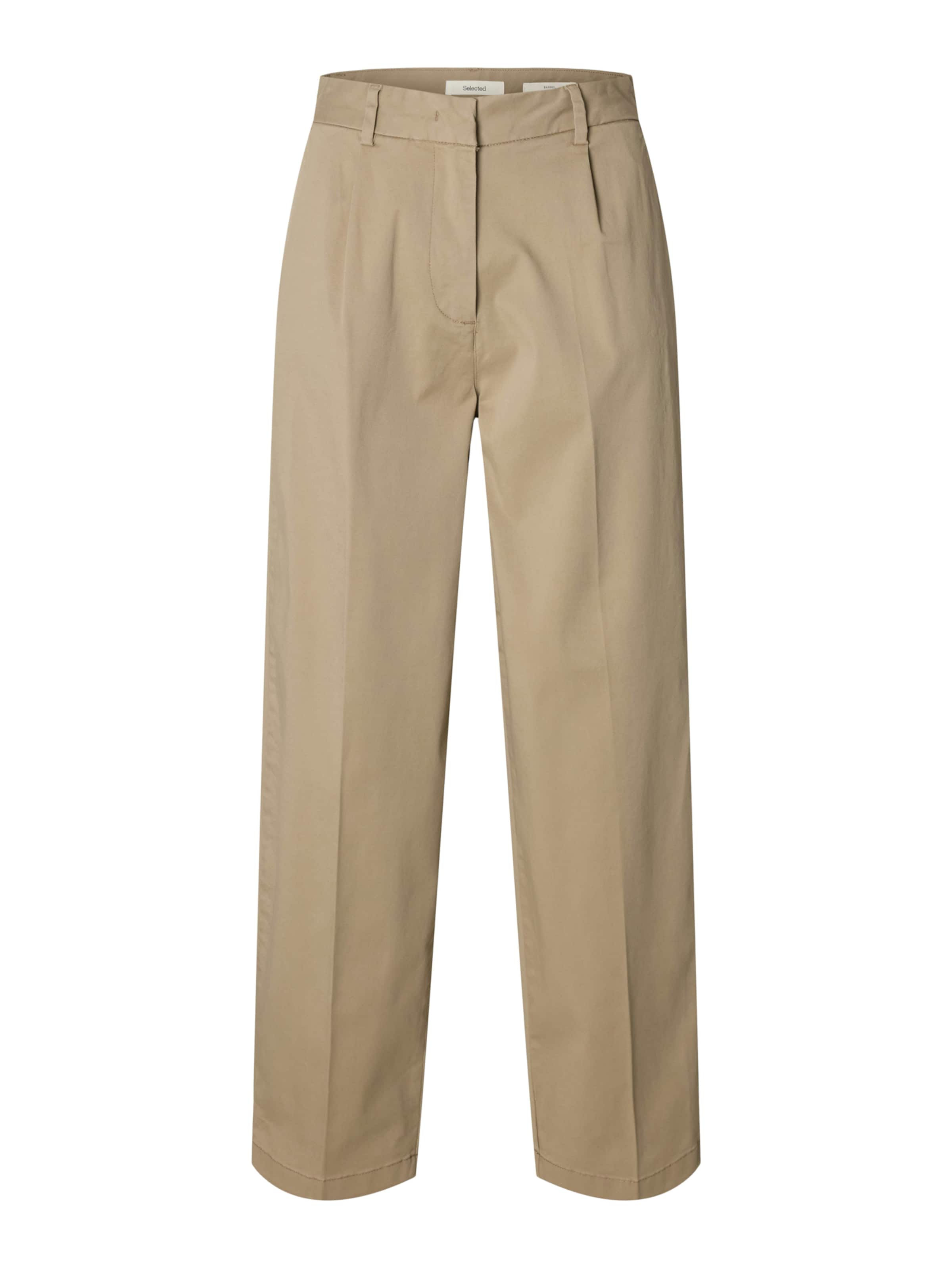 SELECTED Обычный Брюки со складками 'SLFBARREL MILLE' в Серый: спереди