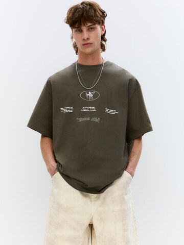 Pull&Bear Koszulka w kolorze zielony: przód