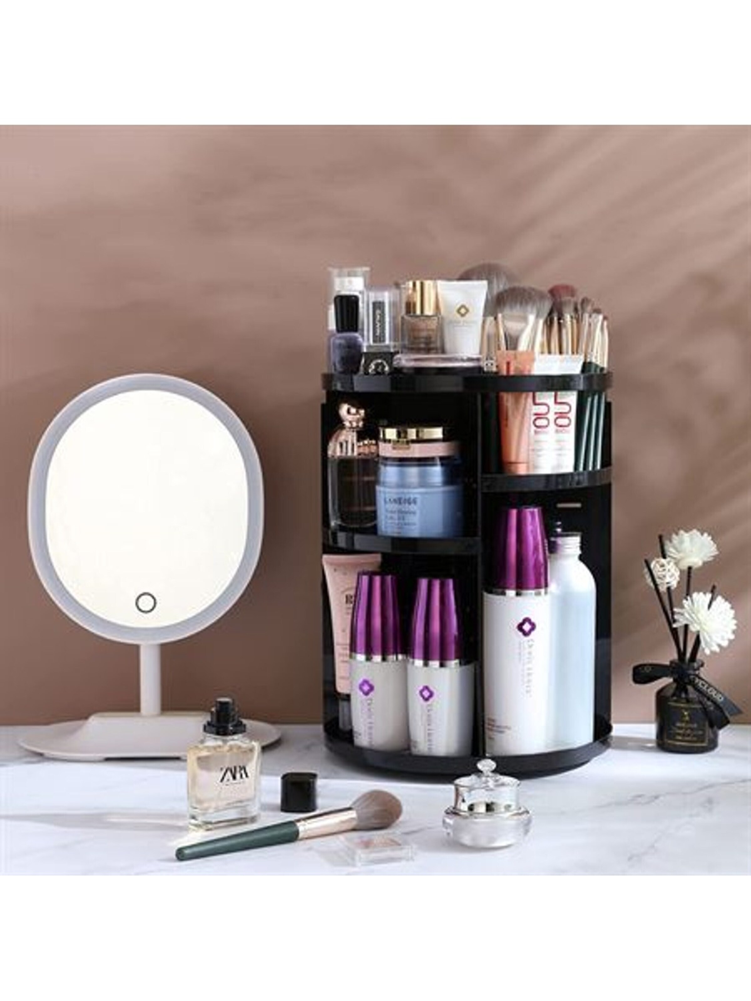 UNIQ Beauty Jewelry storage 'UNIQ 360º Rotating Cosmetic Organiser - Black' in Transparent