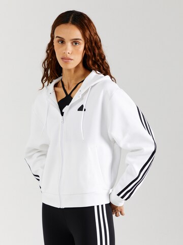 ADIDAS SPORTSWEAR Athletic Zip-Up Hoodie in White: front