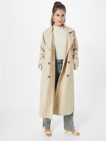 Monki Between-Seasons Coat in Beige