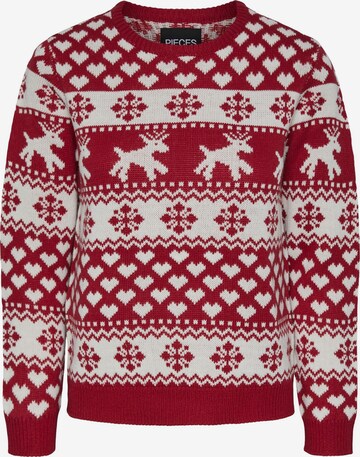 PIECES Sweater 'ELFIES' in Red: front