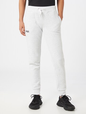 Superdry Tapered Broek in Wit: voorkant