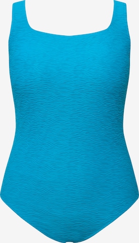 Ulla Popken Bralette Swimsuit in Blue: front