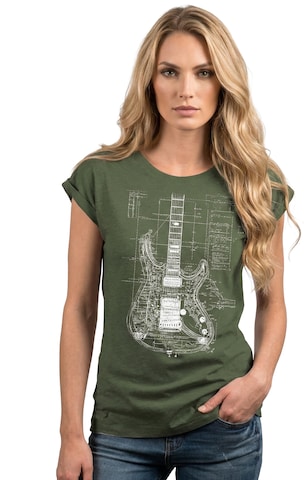 MAKAYA Shirt 'Guitar BluePrint' in Green: front