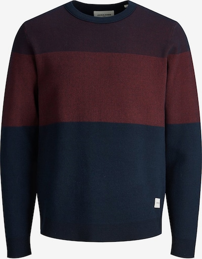 JACK & JONES Pullover in dunkelblau / burgunder / weinrot, Produktansicht