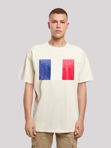 T-Shirt 'France Frankreich Flagge distressed' F4NT4STIC en beige : devant
