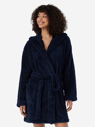 SCHIESSER Long Bathrobe 'Teddy Fleece' in Blue