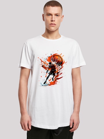 F4NT4STIC Shirt 'Basketball Sports Collection Orange Splash' in White: front
