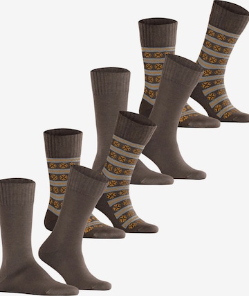 ESPRIT Socks 'Scandi Norwegian 4-Pack' in Brown: front
