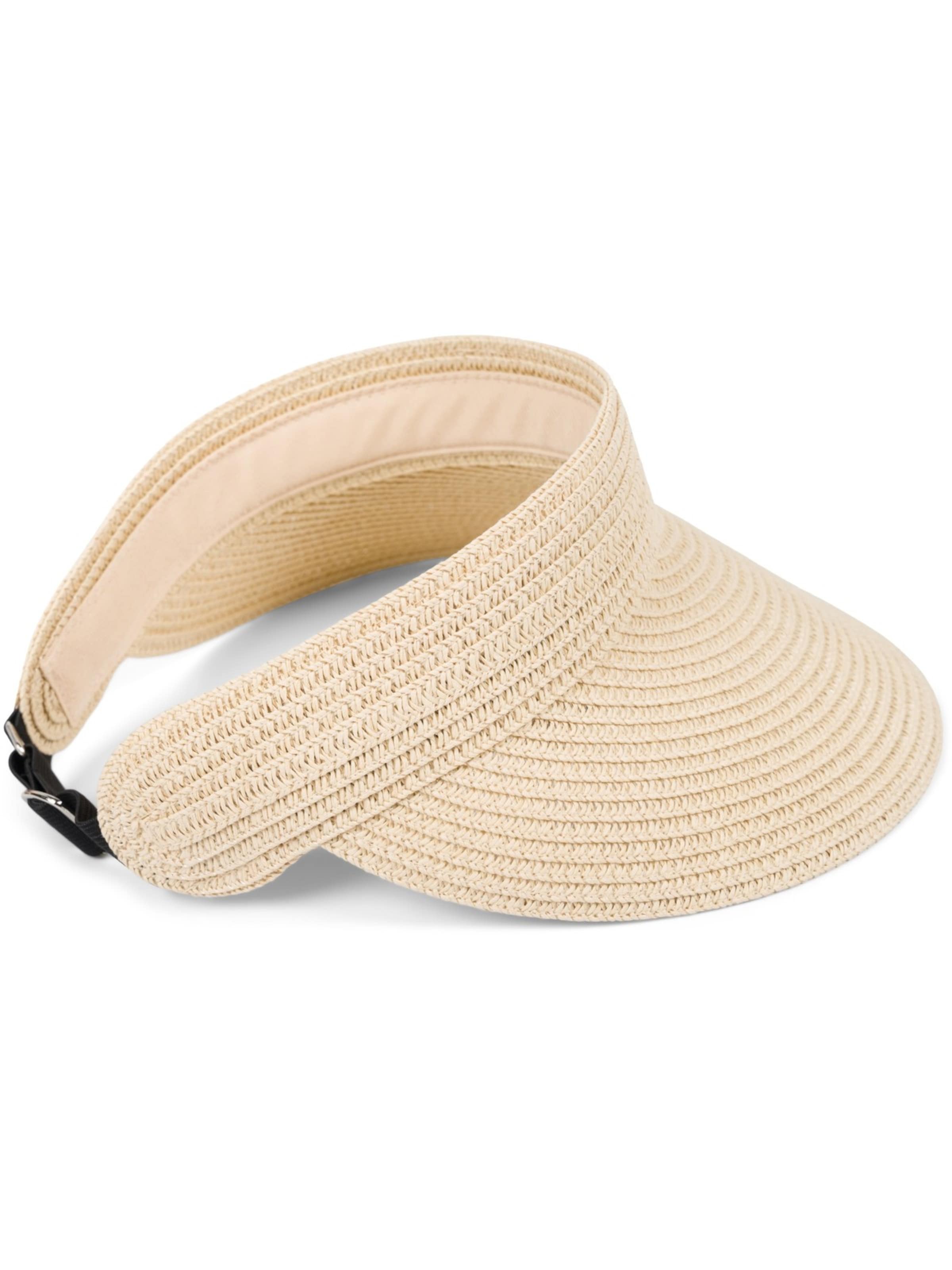 styleBREAKER Cap 'Papierstroh Visor Cap Einfarbig' in Beige: front