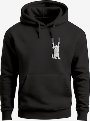 Neverless Sweatshirt 'Katze Rutschend' in Black: front