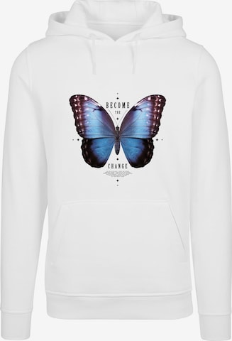 Sweat-shirt 'Become The Change' Mister Tee en blanc : devant