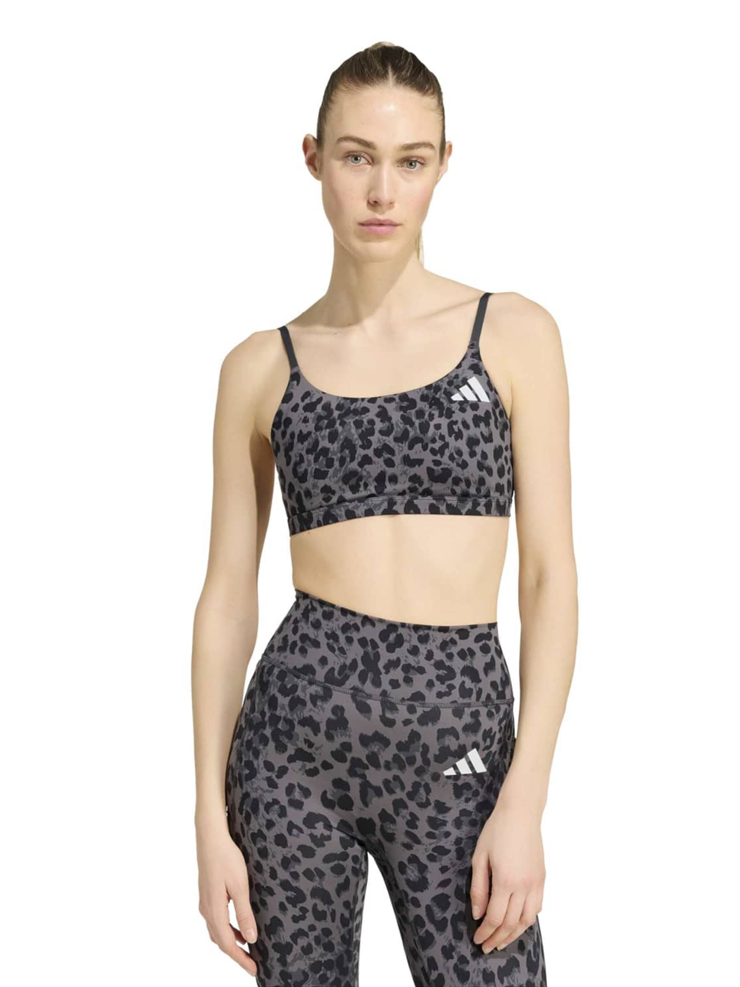 ADIDAS PERFORMANCE - Soutien Bustier Soutien de desporto 'OPT AOP LS BRA' em cinzento: frente