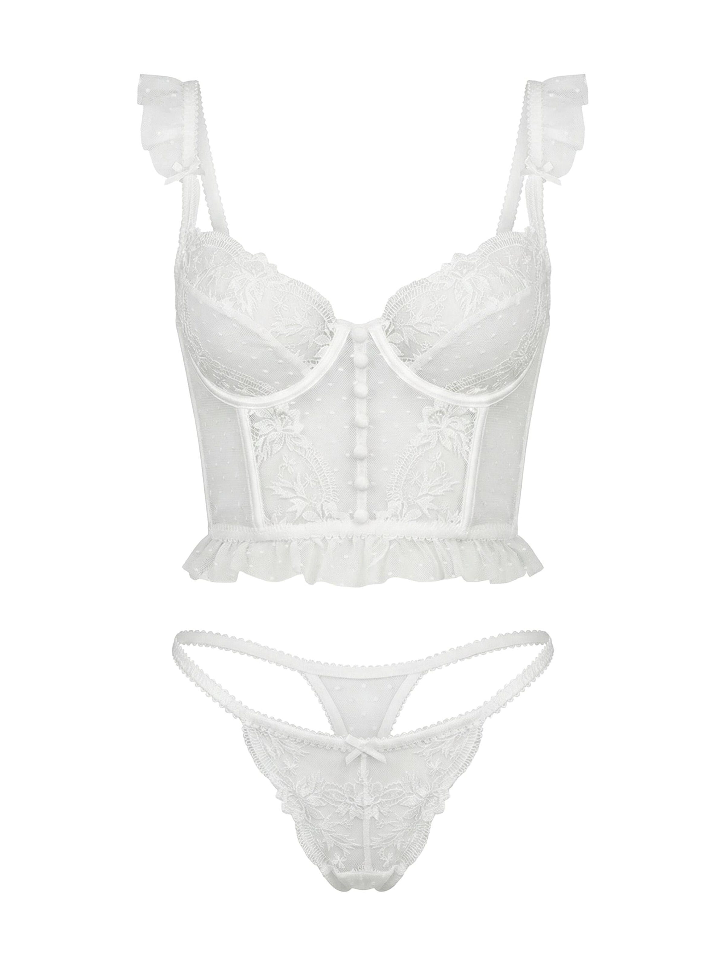 Balconnet Ensemble de linge 'Sogno Bianco Set' L.BEV en blanc : devant
