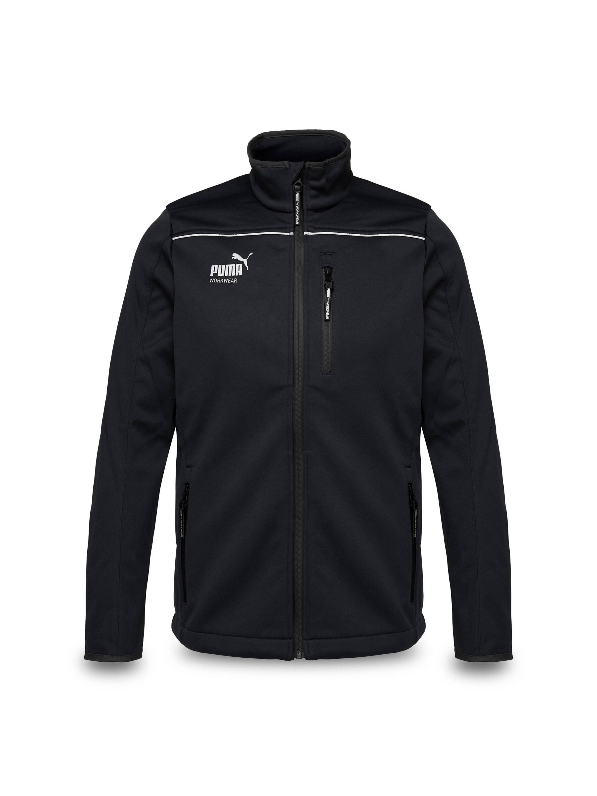 PUMA Workwear Outdoor jacket 'Puma Workwear Essentials Softshelljacke' in Black: front