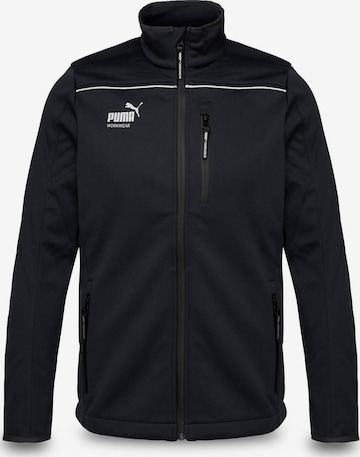 PUMA Workwear Outdoor jacket 'Puma Workwear Essentials Softshelljacke' in Black: front