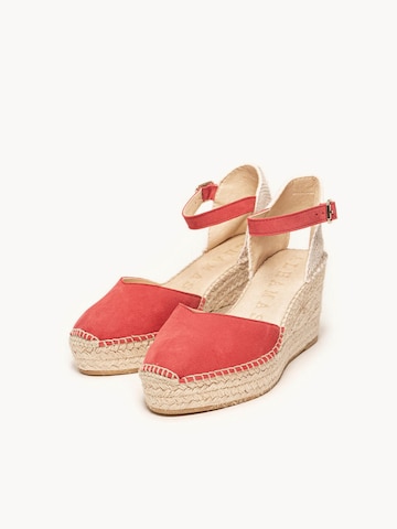 Sandalo 'Alpargata Cuña 8 cm' di Alhamas in rosso