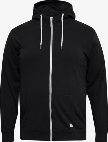 !Solid Zip-Up Hoodie in Black: front