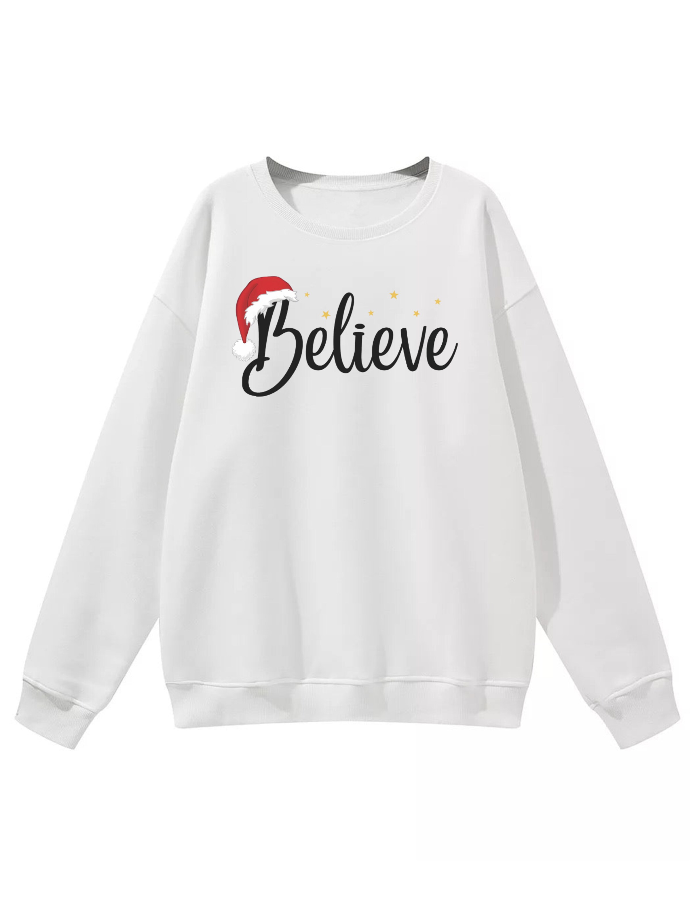 GORHEY - Jersey 'Loose Women's Oversized Sweatshirt, Christmas Style with Dropped Shoulders' en blanco