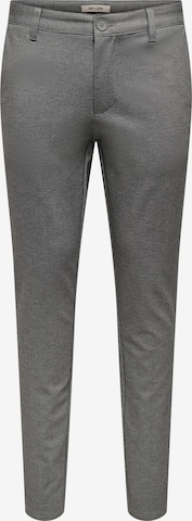 Coupe slim Pantalon chino 'ONSMark' Only & Sons en gris : devant