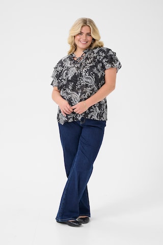 KAFFE CURVE Bluse 'Lectra' i sort