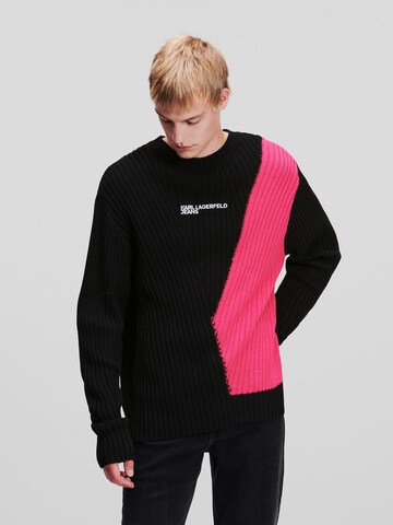 KARL LAGERFELD JEANS Pullover 'Ribbed Blocked' in Schwarz