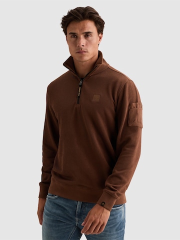 PME Legend Sweatshirt 'Sweatshirt with half-zip and flight pocket' in Bruin
