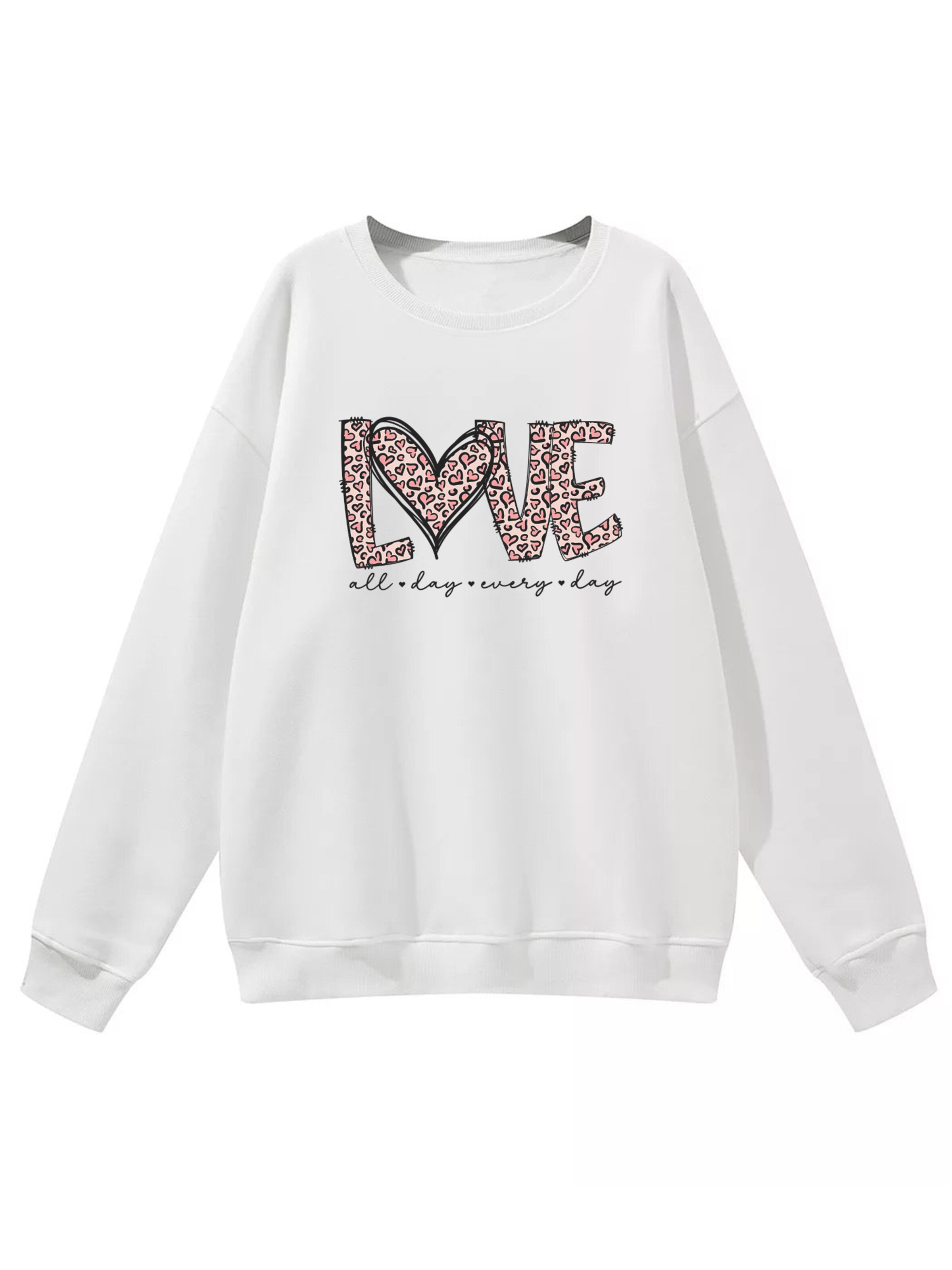 GORHEY Sweatshirt 'Women's Pullover with Leopard Print Heart, Loose Fleece Pullover for Autumn/Winter' in Wit