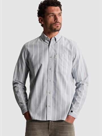 CAST IRON Regularny krój Koszula 'Oxford shirt with stripe pattern' w kolorze niebieski: przód