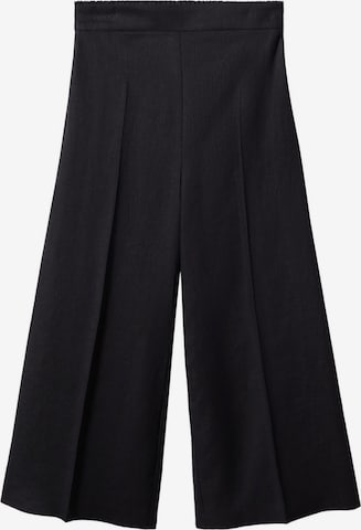 MANGO Wide leg Pressveckad byxa 'Lote' i svart: framsida