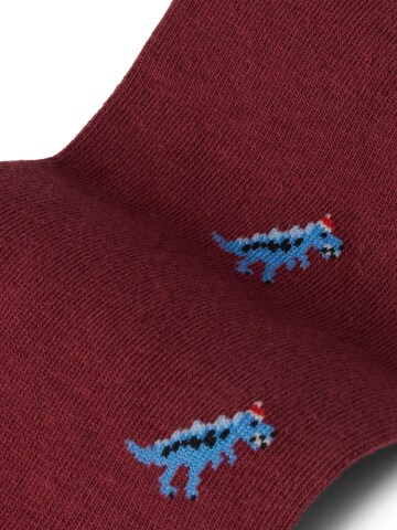 Von Jungfeld Socken 'mit Weihnachtsmotiven' in Rot