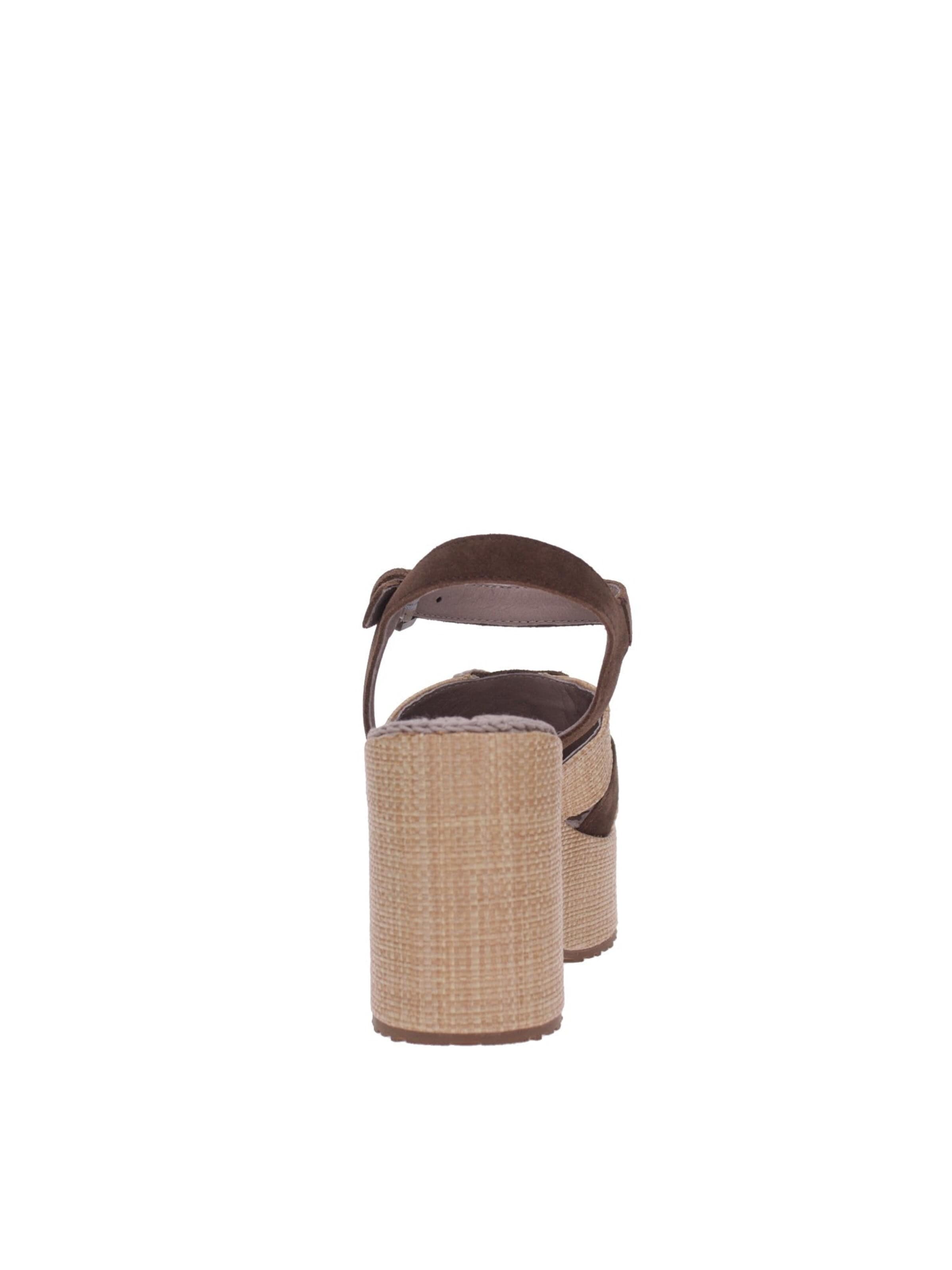Sandalo 'Mous Sandalo Raffia Platform Ankle Strap' di MOU in beige