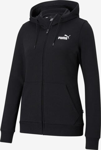 PUMA Athletic Zip-Up Hoodie in Black: front