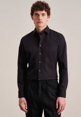 Coupe slim Chemise business SEIDENSTICKER en noir : devant