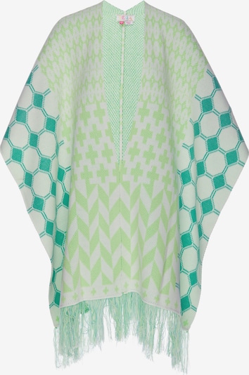 IZIA Poncho 'Festival' in XS-S in türkis / hellgrün / offwhite, Produktansicht