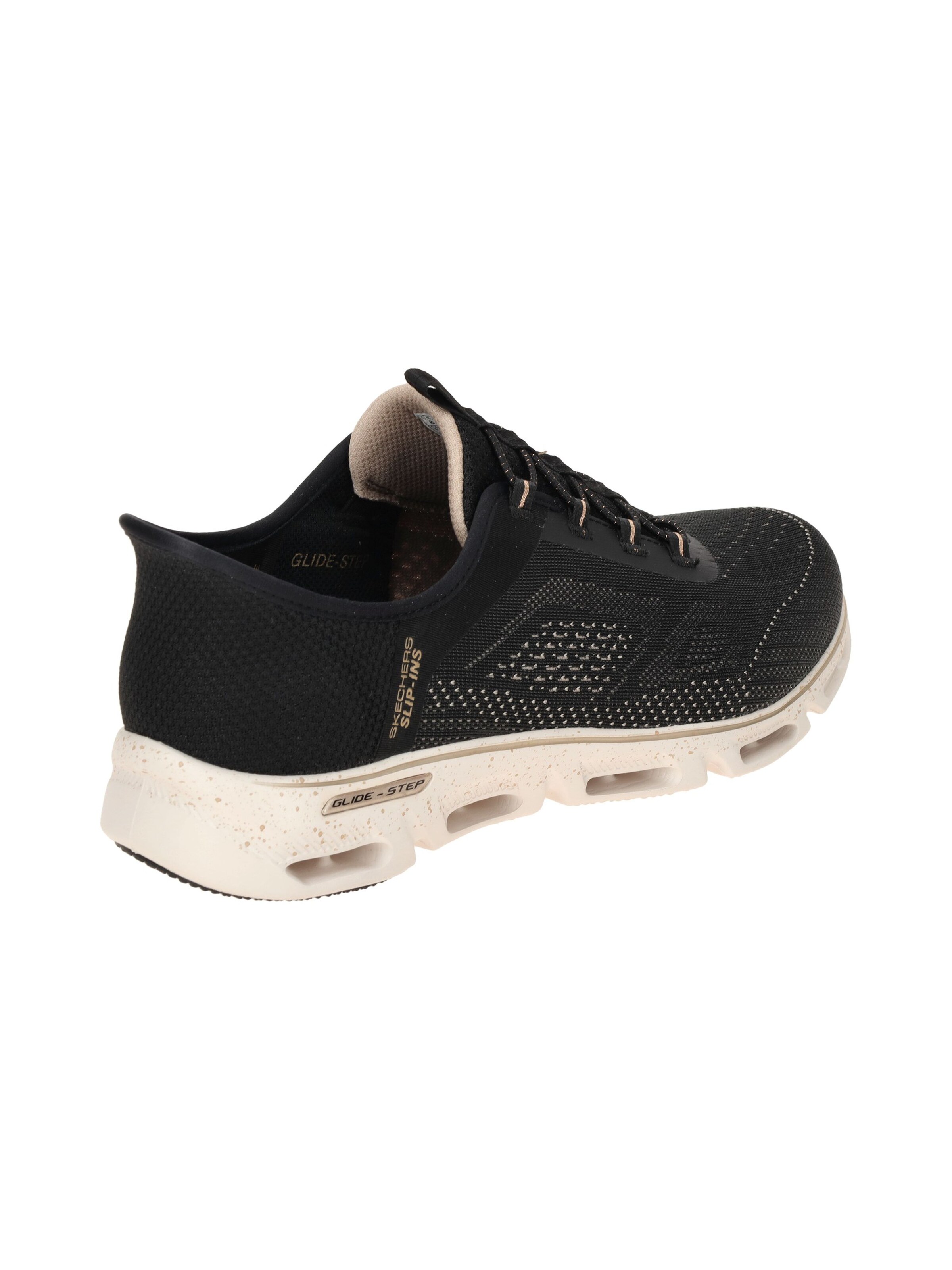 SKECHERS Hausschuh 'Skechers Glide Step Schuhe Sneakers schwarz beige SLIP-INS 104610'‌‌‌‌‌‌‌ in Schwarz