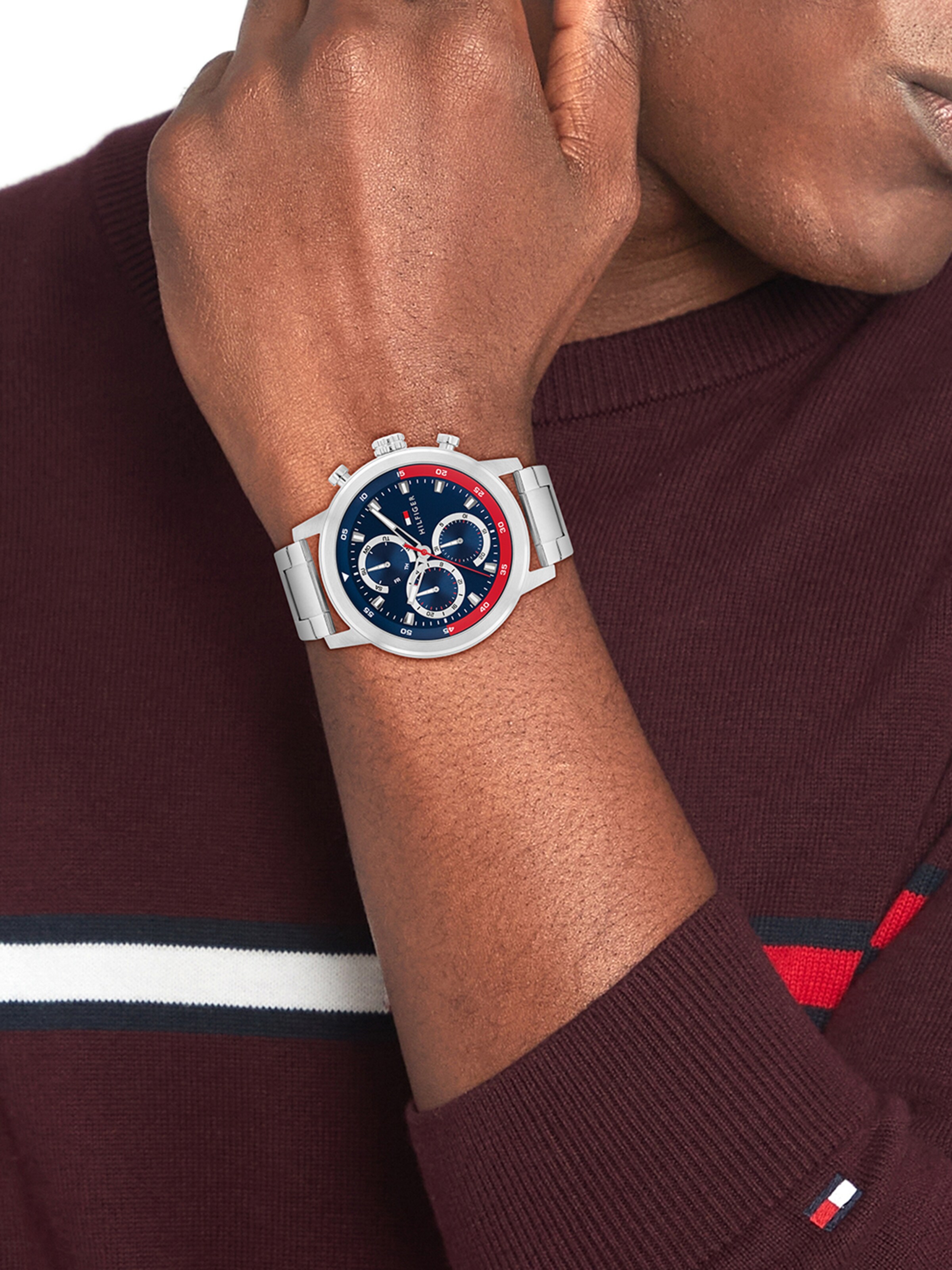 TOMMY HILFIGER Analogna ura 'ROCKY' | srebrna barva