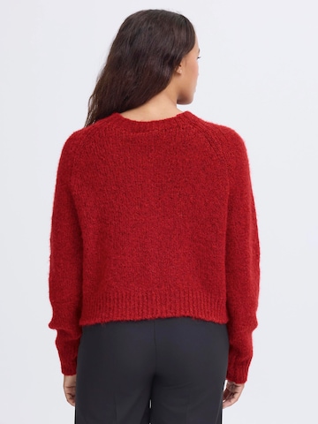 ICHI Knit Cardigan 'IHBELABLUE' in Red