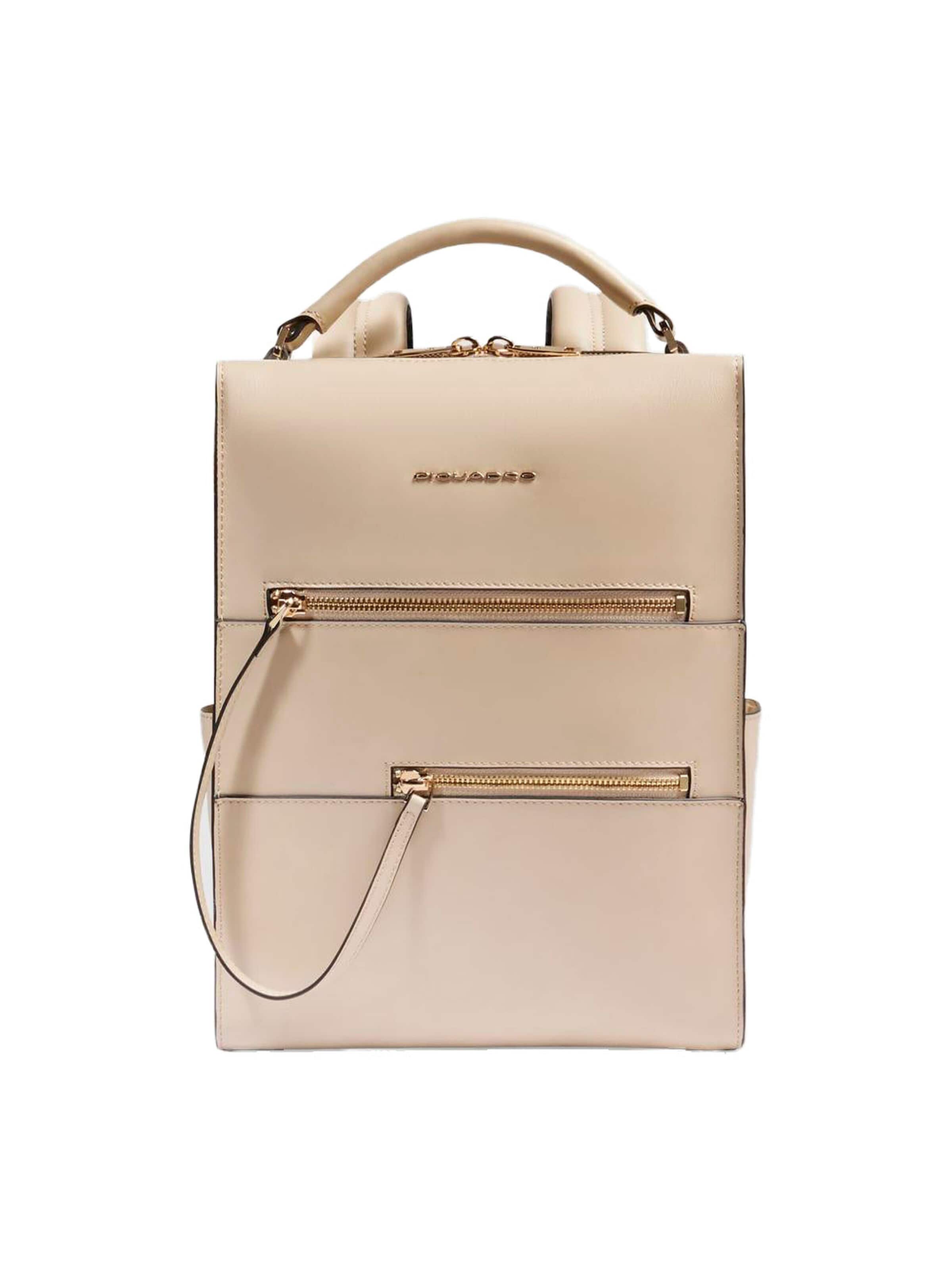 Sac à dos Piquadro en beige : devant